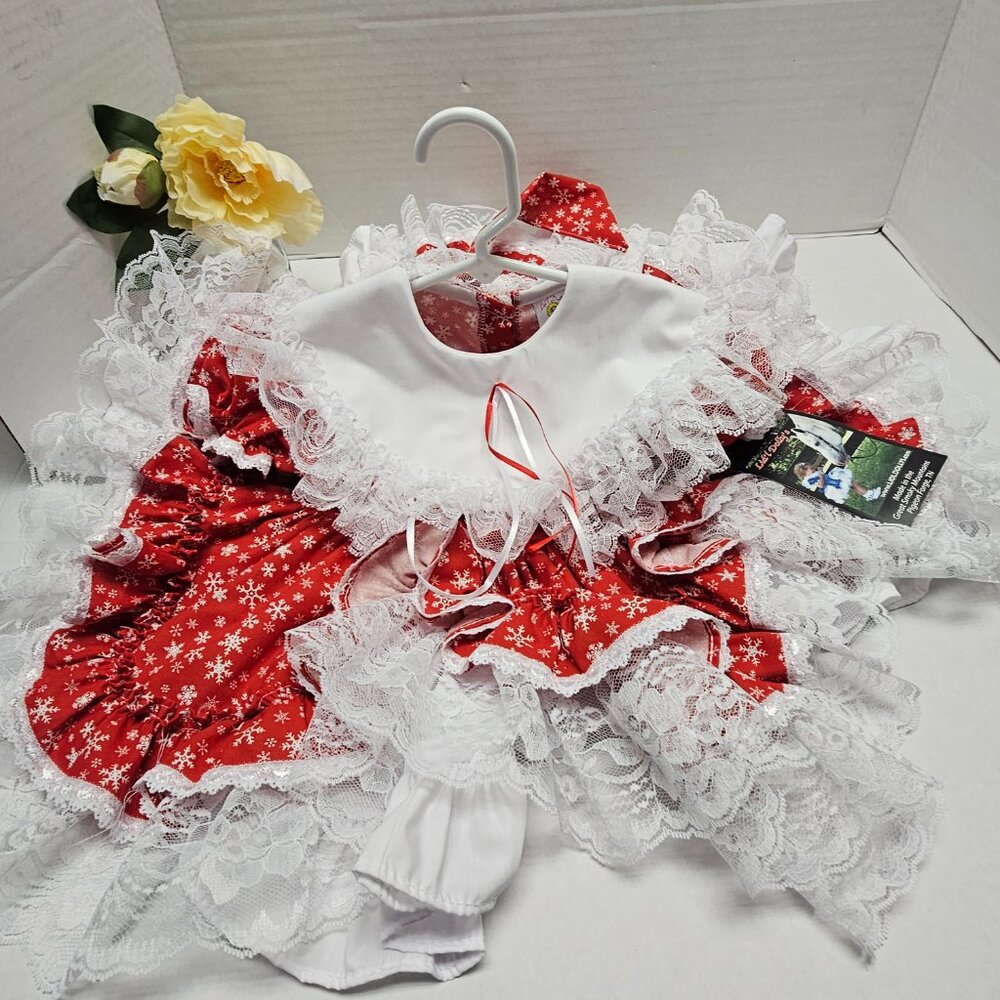 New Lid’l Dolly’s Toddler Girl Red Southern Belle Dress Ruffle Lace Full Circle⭐ - Picture 2 of 16